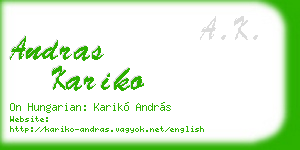 andras kariko business card